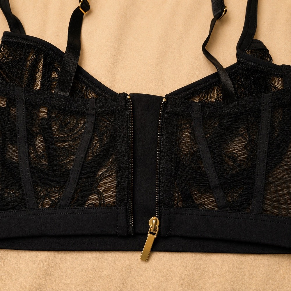 Cosabella Sardegna Embroidered Underwire Longline Bra Black - Size 32C / NWT - Picture 5 of 7